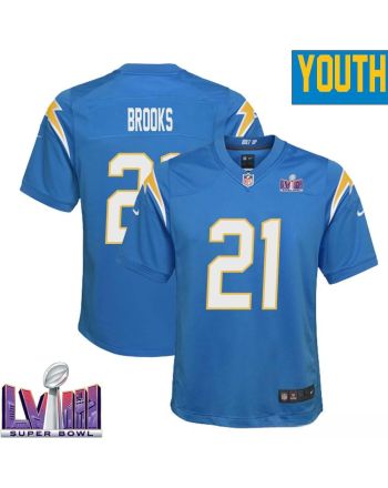 James Brooks 21 Los Angeles Chargers Super Bowl LVIII YOUTH Home Game Jersey - Powder Blue