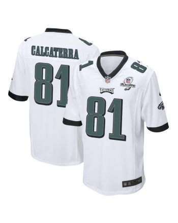 Grant Calcaterra 81 Philadelphia Eagles 2023 Playoffs Patch Game Men Jersey - White