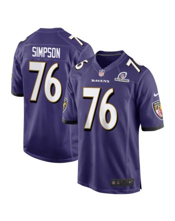 John Simpson 76 Baltimore Ravens 2024 Divisional Patch Game Men Jersey - Purple