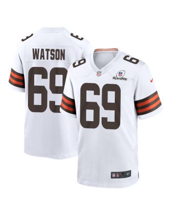 Leroy Watson 69 Cleveland Browns 2023 Playoffs Patch Game Men Jersey - White