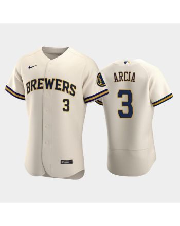 Milwaukee Brewers 3 Orlando Arcia Home Team Cream Jersey Jersey