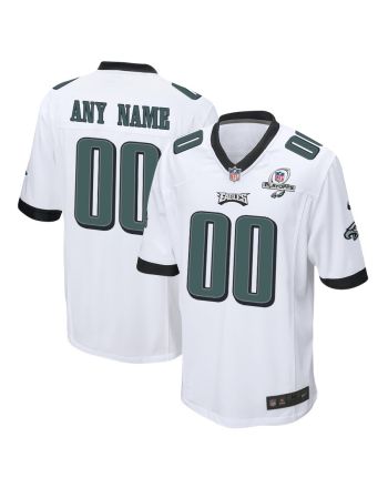 Philadelphia Eagles 2023 Playoffs Patch Game Men Custom Jersey - White