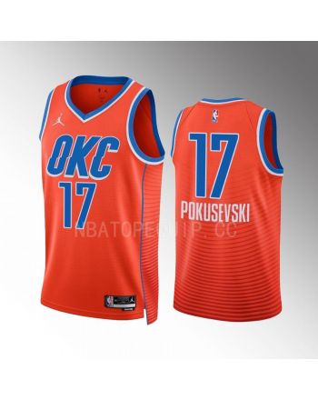 Aleksej Pokusevski 17 Oklahoma City Thunder Orange Men Jersey 2022-23 Statement Edition Swingman