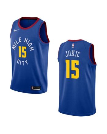 Men's Denver Nuggets 15 Nikola Jokic Statement Swingman Jersey - Blue