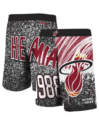 Miami Heat Hardwood Classics Jumbotron Sublimated Shorts - Men's Black