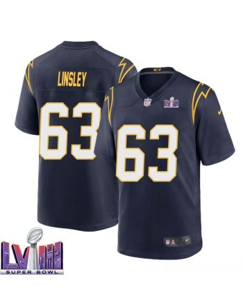 Corey Linsley 63 Los Angeles Chargers Super Bowl LVIII Men Alternate Game Jersey - Navy