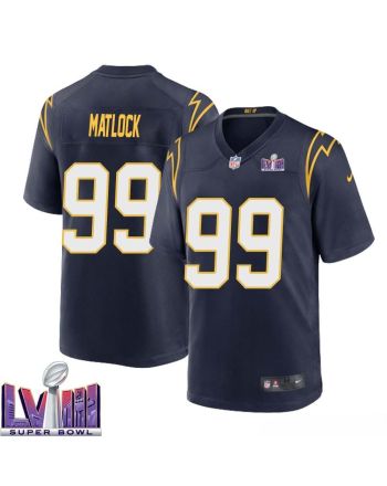 Scott Matlock 99 Los Angeles Chargers Super Bowl LVIII Men Alternate Game Jersey - Navy