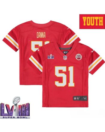 Mike Danna 51 Kansas City Chiefs Super Bowl LVIII YOUTH Home Game Jersey - Red