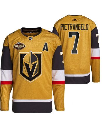 Men Vegas Golden Knights 7 Alex Pietrangelo Primegreen Gold Jersey 2023 All-Star Jersey