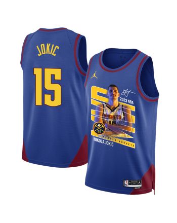 Nikola Jokic 15 Denver Nuggets Clown Prince 2023 NBA Champions Swingman Jersey - Blue