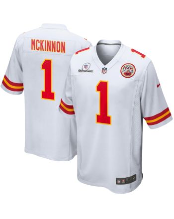 Jerick McKinnon 1 Kansas City Chiefs 2024 Divisional Patch Game Men Jersey - White