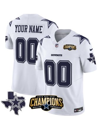 Dallas Cowboys 2023 NFC East Champions Patch Game Custom Men Jersey - White