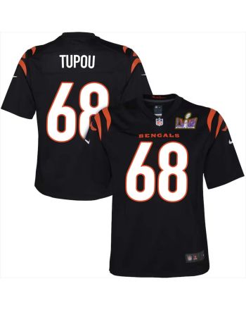 Josh Tupou 68 Cincinnati Bengals Super Bowl LVIII YOUTH Home Limited Jersey - Black