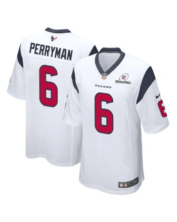 Denzel Perryman 6 Houston Texans 2024 Divisional Patch Game Men Jersey - White