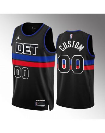 Custom 00 2022-23 Detroit Pistons Black Statement Edition Jersey Swingman