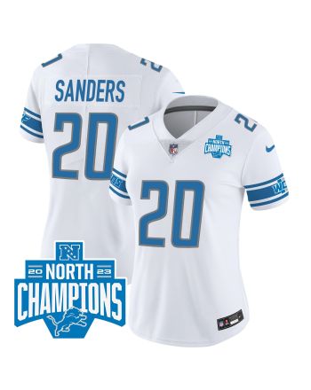 Barry Sanders 20 Detroit Lions 2023 NFC North Division Champions Patch Women Game Jersey - White