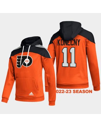 Philadelphia Flyers 11 Travis Konecny 2022-23 Orange Hoodie Pullover