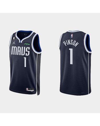 Dallas Mavericks 1 Theo Pinson 2022-23 Statement Edition Navy Men Jersey