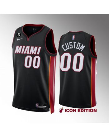 Miami Heat Custom 00 2022-23 Icon Edition Black Jersey NO.6 Patch