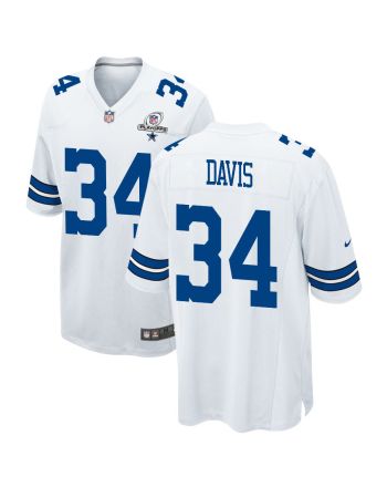 Malik Davis 34 Dallas Cowboys 2023 Playoffs Patch Game Men Jersey - White