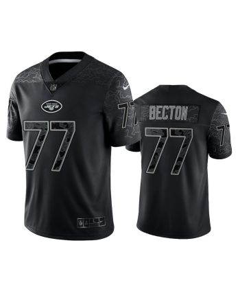 Mekhi Becton 77 New York Jets Black Reflective Limited Jersey - Men