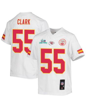 Frank Clark 55 Kansas City Chiefs Super Bowl LVII Champions Youth Game Jersey - White