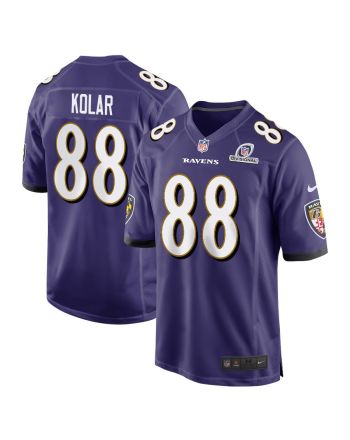 Charlie Kolar 88 Baltimore Ravens 2024 Divisional Patch Game Men Jersey - Purple