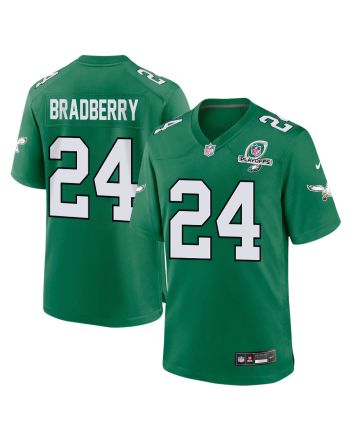 James Bradberry 24 Philadelphia Eagles 2023 Playoffs Patch Alternate Game Men Jersey - Kelly Green