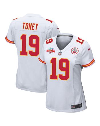 Kadarius Toney 19 Kansas City Chiefs Super Bowl LVII Champions 3 Stars Women Game Jersey - White