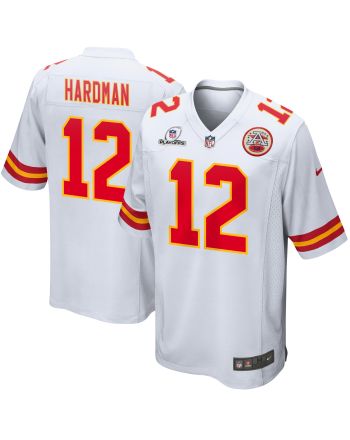 Mecole Hardman 12 Kansas City Chiefs 2023 Playoffs Patch Game Men Jersey - White