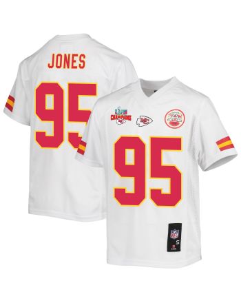 Chris Jones 95 Kansas City Chiefs Super Bowl LVII Champions 3 Stars Youth Game Jersey - White