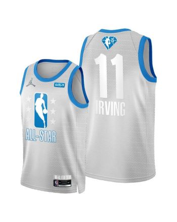 2022 Cleveland All-Star Nets 11 Kyrie Irving Grey Blue Jersey 75th Patch - Men Jersey