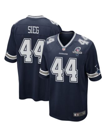 Trent Sieg 44 Dallas Cowboys 2023 Playoffs Patch Game Men Jersey - Navy