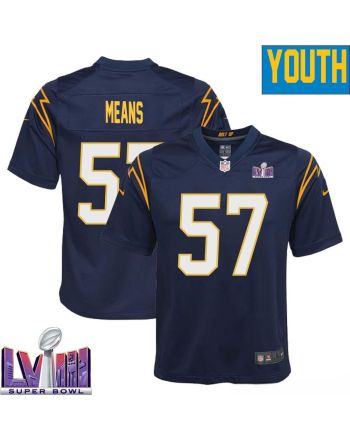 Natrone Means 57 Los Angeles Chargers Super Bowl LVIII YOUTH Alternate Game Jersey - Navy