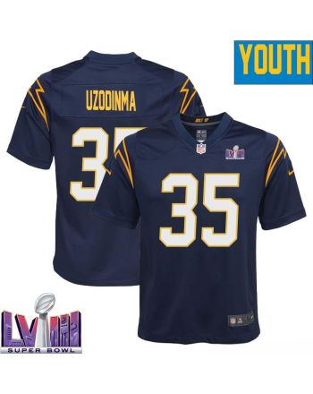 Amechi Uzodinma 35 Los Angeles Chargers Super Bowl LVIII YOUTH Alternate Game Jersey - Navy