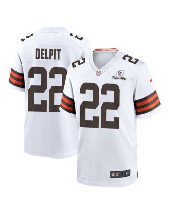 Grant Delpit 22 Cleveland Browns 2023 Playoffs Patch Game Men Jersey - White