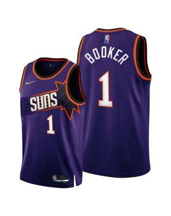 Phoenix Suns 1 Devin Booker 2022-23 Icon Edition Jersey Purple - Men Jersey