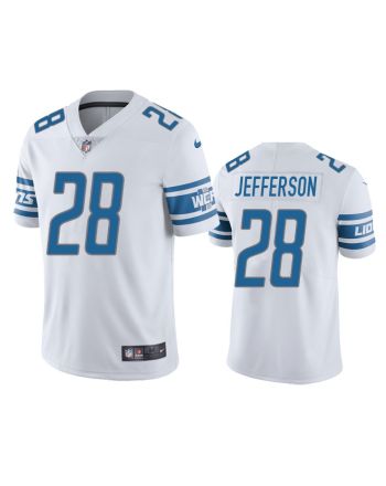 Detroit Lions Jermar Jefferson 28 White Vapor Limited Jersey