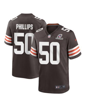 Jacob Phillips 50 Cleveland Browns 2023 Playoffs Patch Game Men Jersey - Brown