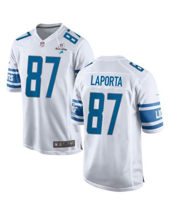 Sam LaPorta 87 Detroit Lions 2023 Playoffs Patch Game Men Jersey - White