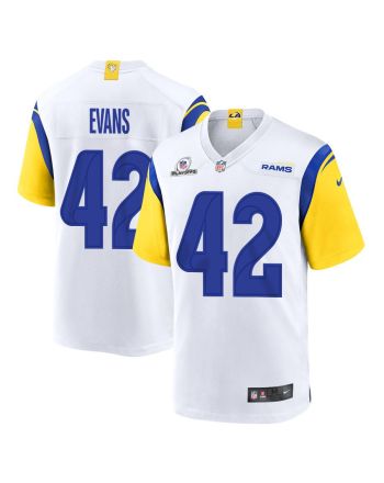 Ethan Evans 42 Los Angeles Rams 2023 Playoffs Patch Game Men Jersey - White