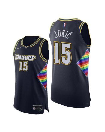 Nuggets 15 Nikola Jokic Navy 2021-22 City Edition Jersey 75th Season - Men Jersey