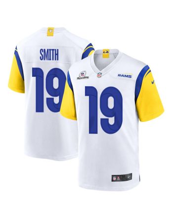 Xavier Smith 19 Los Angeles Rams 2023 Playoffs Patch Game Men Jersey - White