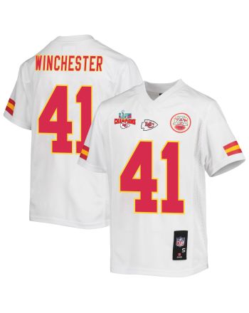 James Winchester 41 Kansas City Chiefs Super Bowl LVII Champions 3 Stars Youth Game Jersey - White