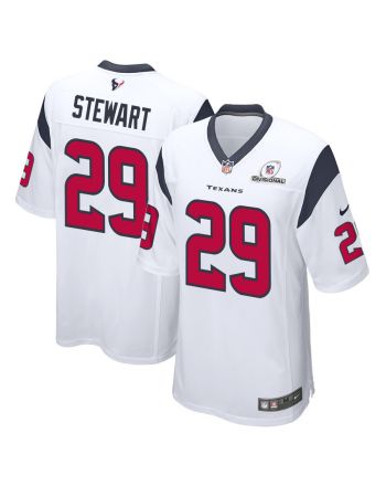 M.J. Stewart 29 Houston Texans 2024 Divisional Patch Game Men Jersey - White