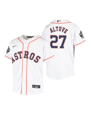 Youth Houston Astros Jose Altuve 27 White 2022-23 World Series Jersey