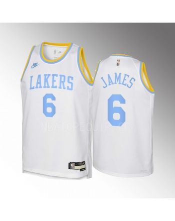 LeBron James 6 Los Angeles Lakers 2022-23 Classic Edition White Youth Jersey - Swingman