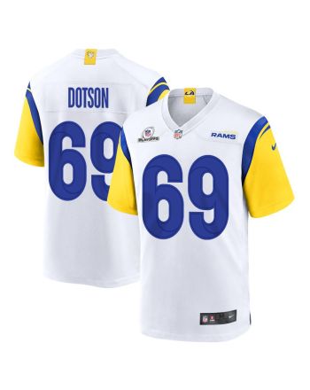 Kevin Dotson 69 Los Angeles Rams 2023 Playoffs Patch Game Men Jersey - White