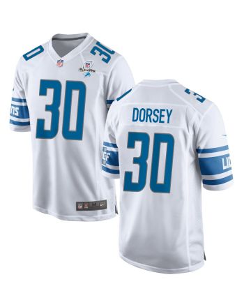 Khalil Dorsey 30 Detroit Lions 2023 Playoffs Patch Game Men Jersey - White