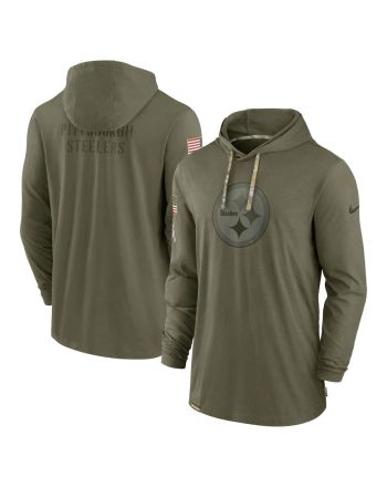 Men Pittsburgh Steelers 2022 Salute to Service Tonal Pullover Hoodie - Olive